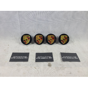 Porsche Macan Wheel Centre Cap Set Black With Coloured Crest Set 65mm