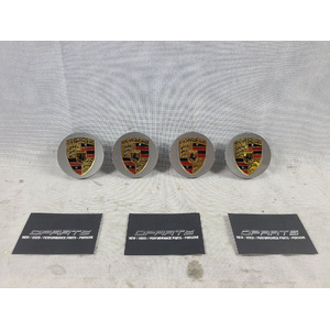 Porsche Macan Wheel Centre Cap Set Grey With Coloured Crest Set 65mm