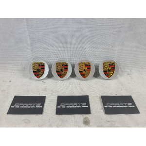 Porsche Macan Wheel Centre Cap Set Silver With Coloured Crest Set 65mm